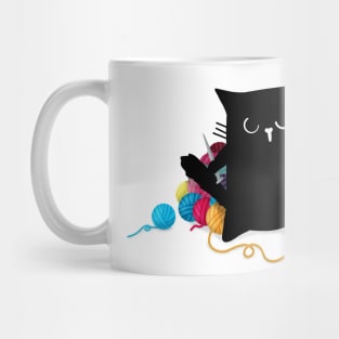 Black Cat Defending Yarn Stash Mug